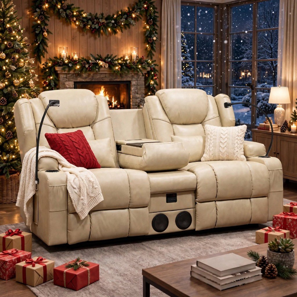 Two-Seater Sofa with Lumbar Heating, Cup Holders on Both Sides